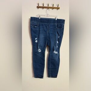 Old Navy Dark Distressed Rockstar Super Skinny Jeggings Mid Rise Jeans 24W